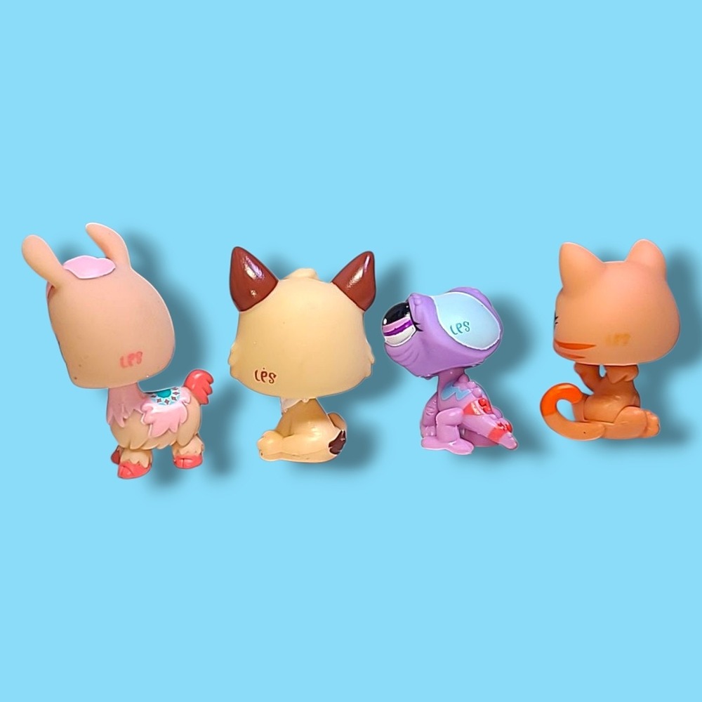 Lot 4 LPS Littlest Pet Shop Animals 2009 & 2010 C-031G Cat Dog Llama Chameleon - Picture 5 of 5